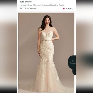 Oleg Cassini BLUSH LACE GLITTER Strapless Wedding Dress "The IT Dress"